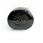 Chanel Vanity Case Round Bag in Quilted Patent Leather